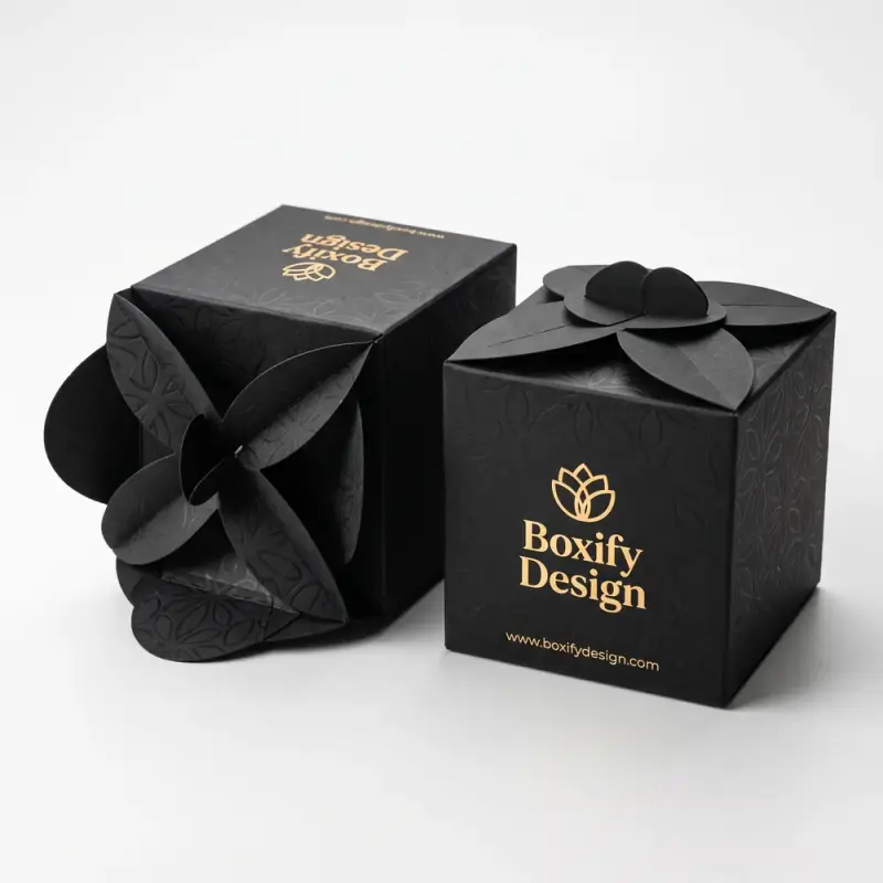 custom printed petal top boxes